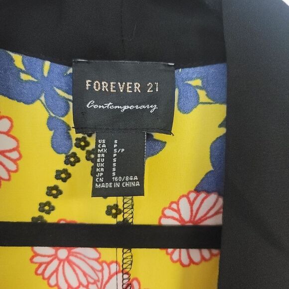 Forever 21 Contemporary Yellow and Black Floral Kimono Robe,  Small - Picture 6 of 9